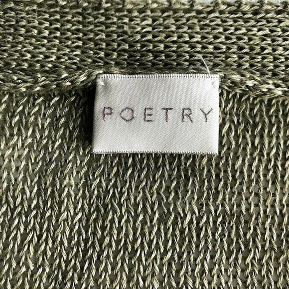 POETRY 100% Linen Knit Green Button Front Cardigan - Picture 4 of 6